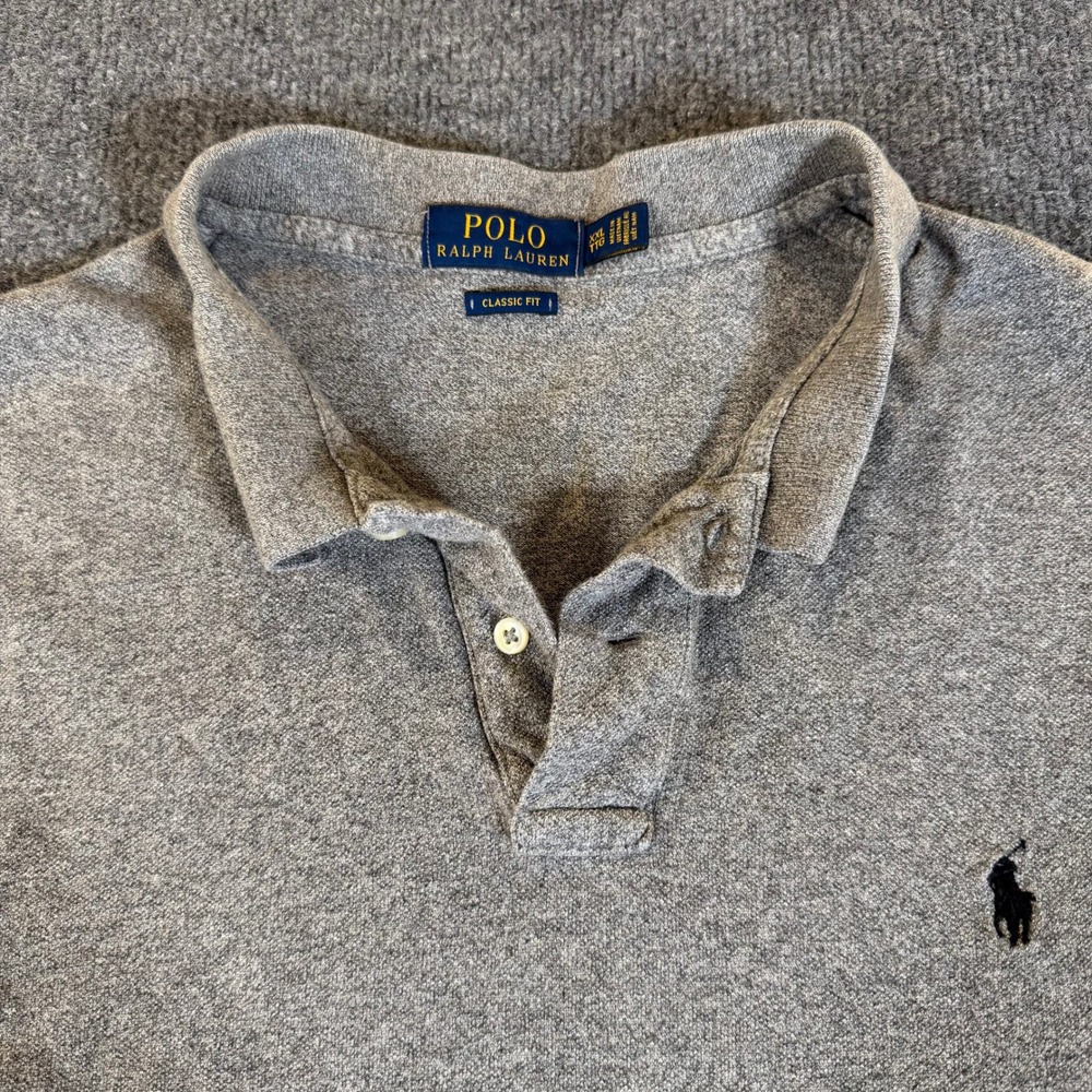 Polo Ralph Lauren Mens XXL Gray Classic Fit Short Sleeve Pique Polo Shirt #3622